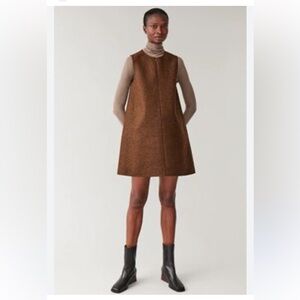 COS Women's 12 Brown Long Full Zip Sleeveless Vest